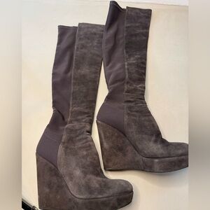 Stuart Weitzman Demiswoon OTK Suede Wedge Boots | Size 7 | Classic Over-The-Knee